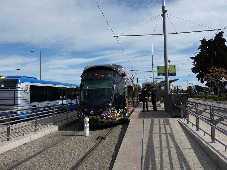 Rame de la ligne 3 du tramway à Lattes, le 4 mars 2020.