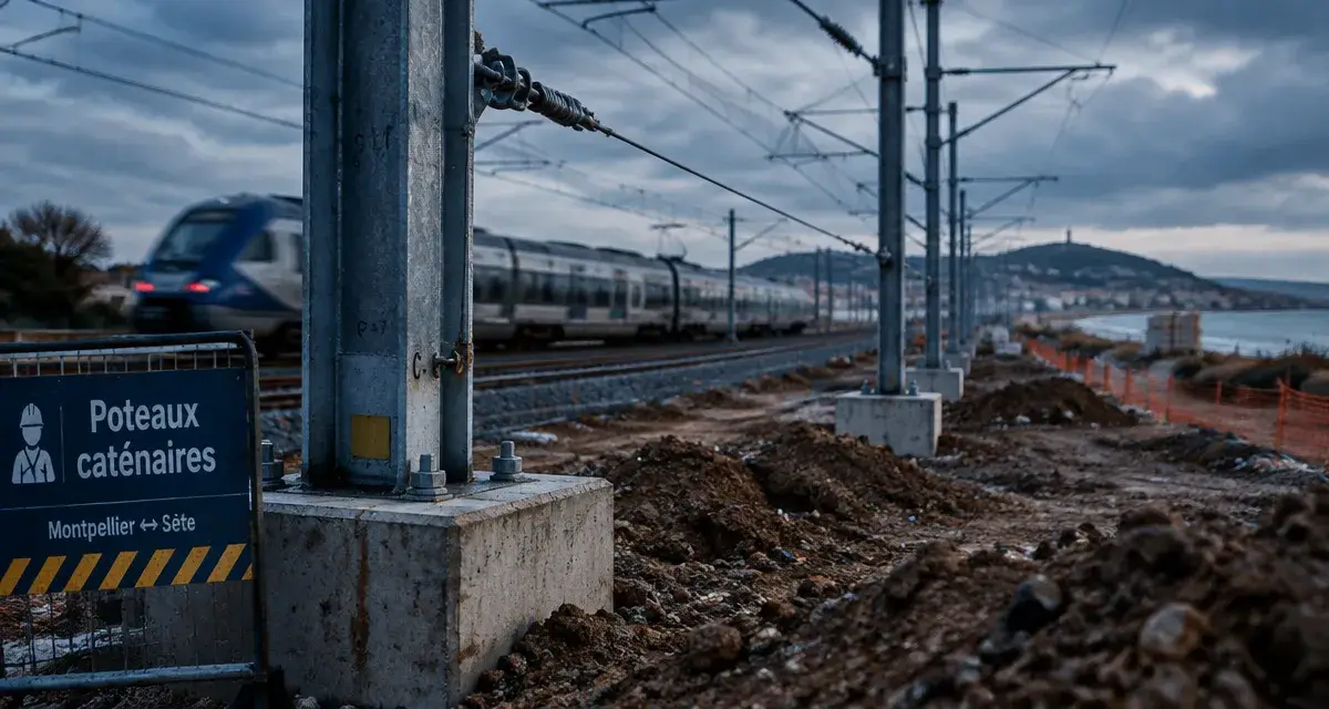 Travaux SNCF entre Montpellier et Sète : 85 poteaux caténaires remplacés